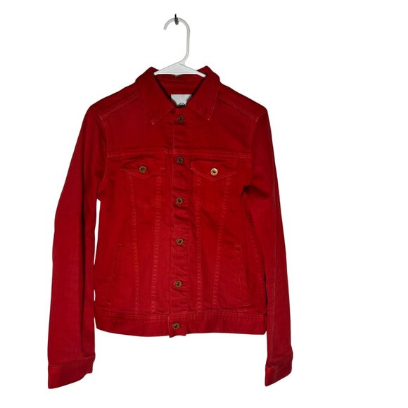 AG Jeans Mya Denim Jacket Women's Size Small in Sulfur Dye Red New Without Tags! - Picture 2 of 6